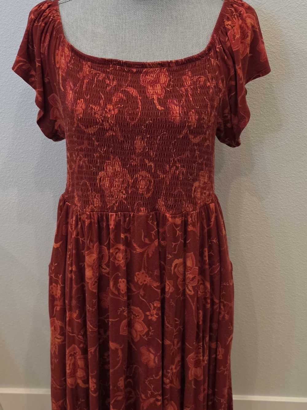 Torrid Mini Super-Soft Red Floral Dress With Pockets